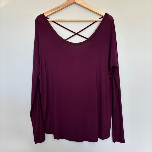 Victoria's Secret PINK Size Small Long Sleeve Top Oversized Strappy Back Yoga - Picture 3 of 8